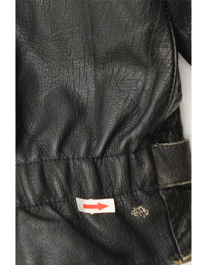 Vintage Herre Læder Biker Jacket UK 36 Lille sort læder