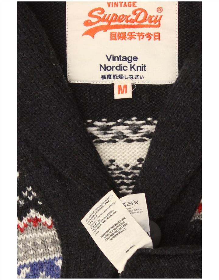 Superdry Cardigan Sweater til mænd Medium Navy Blue Fair Isle Akryl