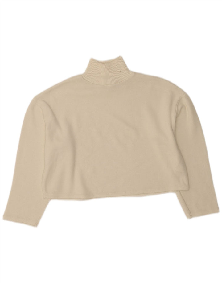Zara Womens Crop Oversized Turtle Neck Jumper Sweater UK 10 Small Off White