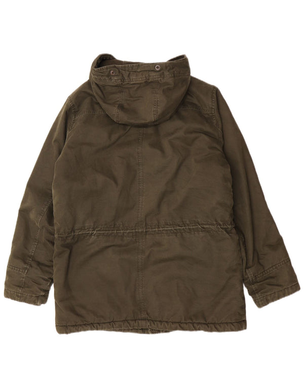 Abercrombie & Fitch Mens Hooded Sherpa Parka Jacket UK 36 Small Khaki