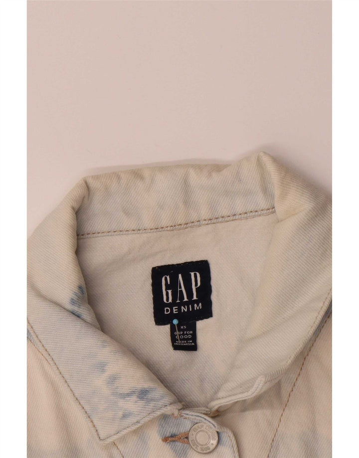 Gap Womens Crop denimjakke UK 6 XS Blue Tie Dye Bomuld