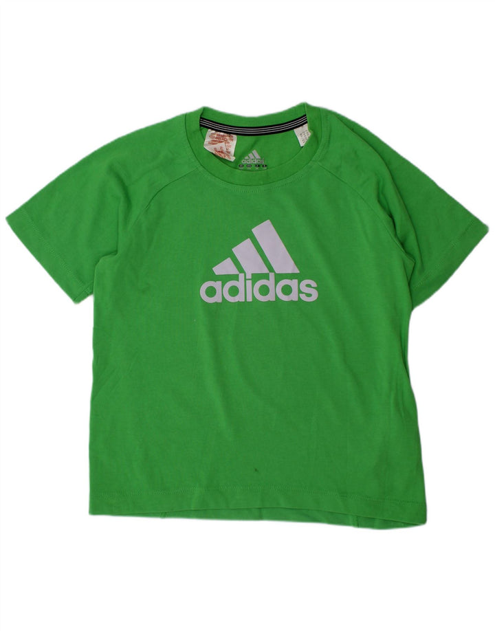 ADIDAS drenge Climalite grafisk T-shirt top 5-6 år grøn bomuld