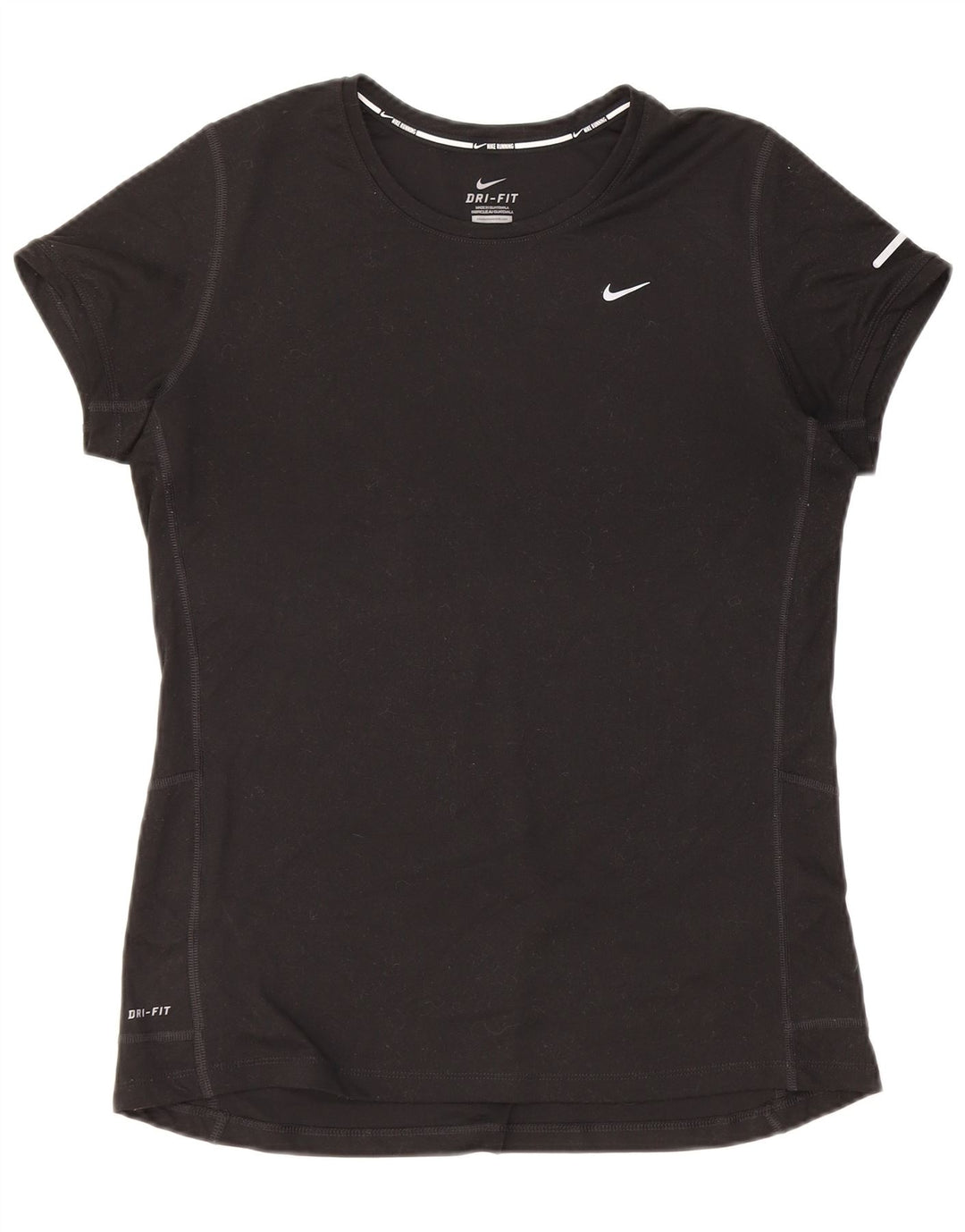 NIKE Dame Dri Fit T-Shirt Top UK 14 Stor sort polyester