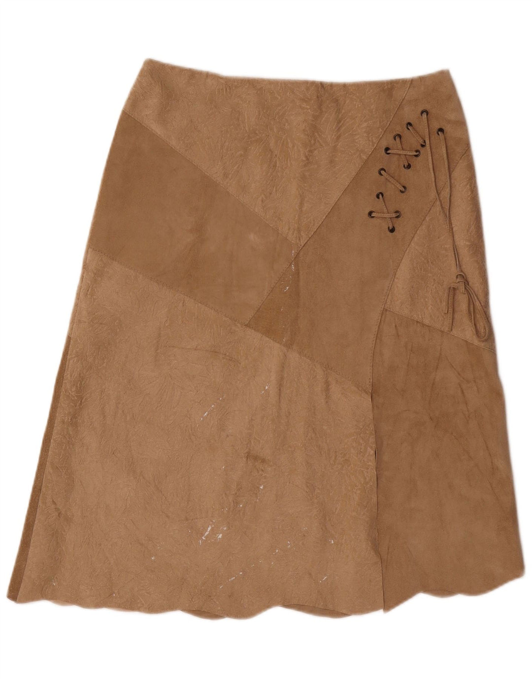 Vintage dame ruskindsnederdel IT 46 Large W30 Beige Læder