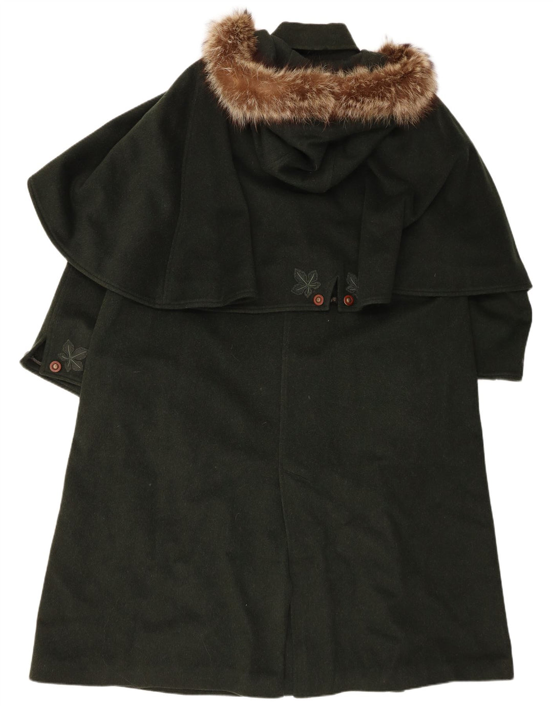 MOESSMER Dame Oversized Hættekappe Overfrakke IT 42 Medium Grøn Uld