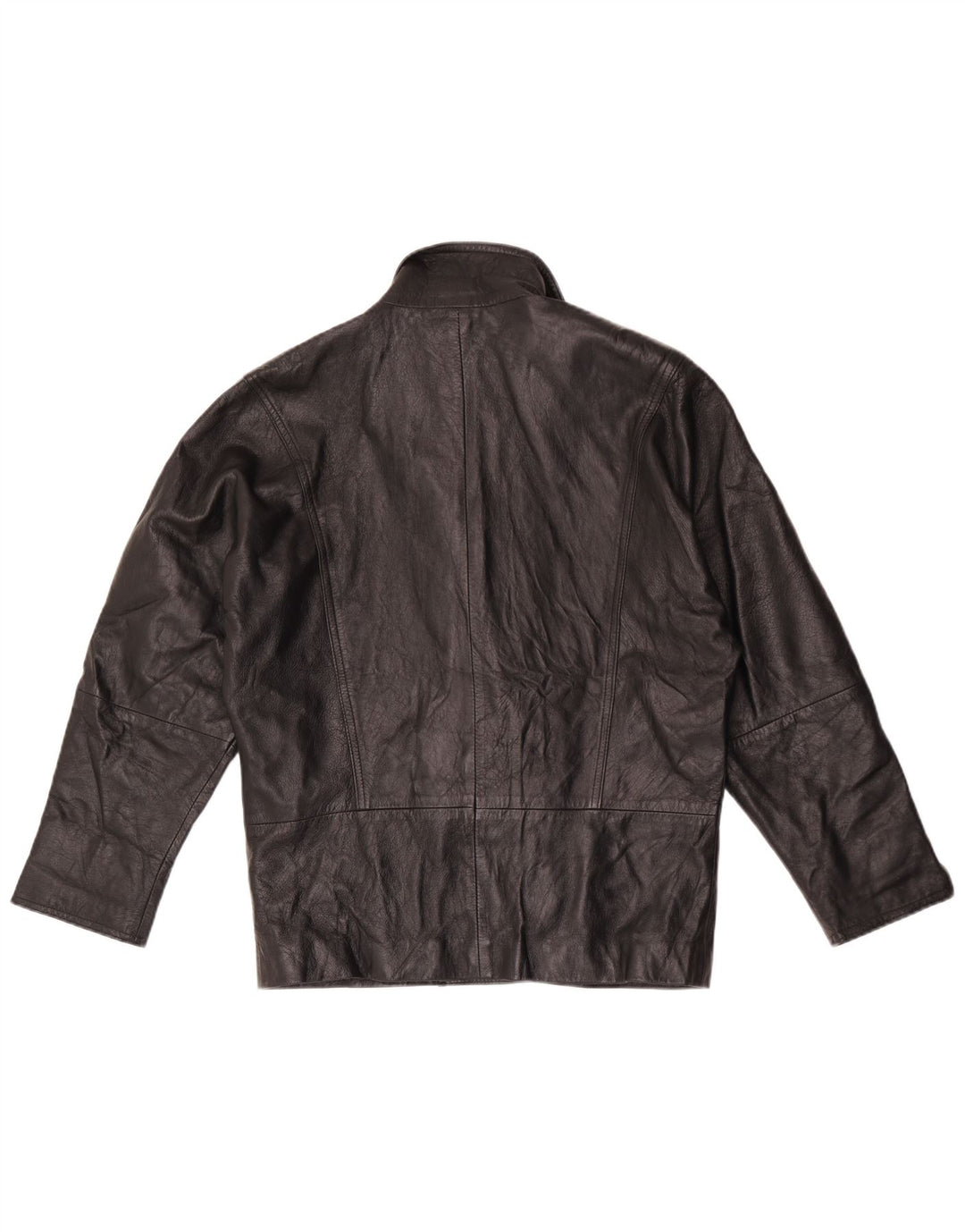 Vintage Dame Double Breasted Læder Blazer Jacket UK 16 Large Black