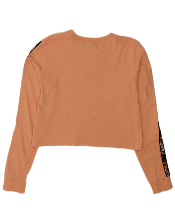 Fila Womens Crop Grafisk Top Langærmet UK 8 Small Pink Cotton Sports