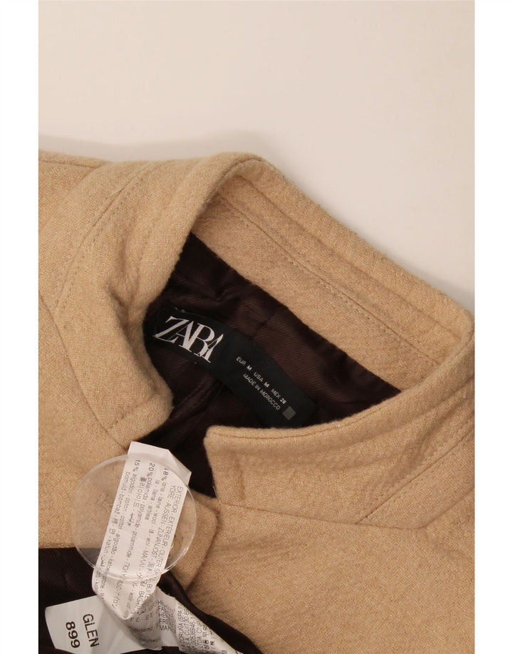 Zara Dame Overfrakke UK 12 Medium Beige Uld