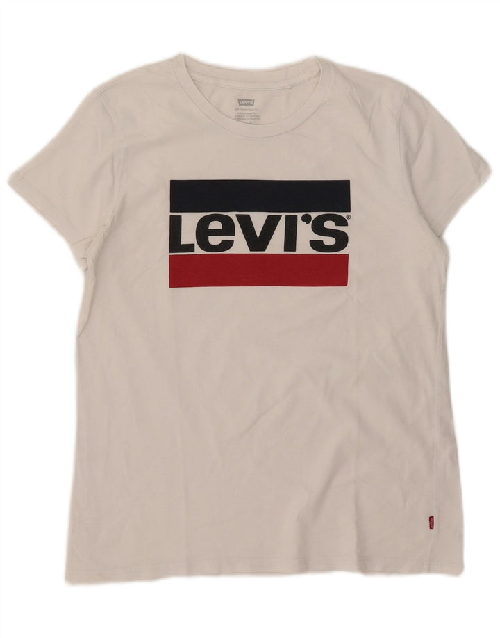 Levi's Grafisk T-shirt top til kvinder UK 14 Medium White