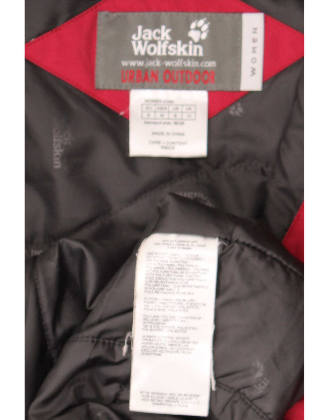 Jack Wolfskin Dame Hooded Windbreaker Coat UK 10 Small Red Polyester