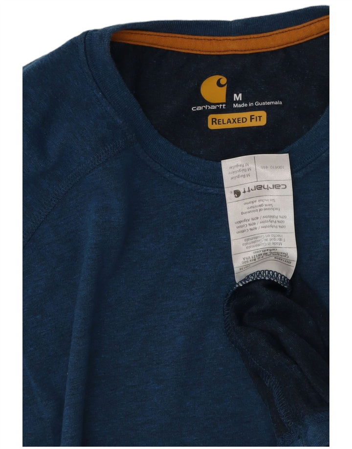 CARHARTT Herre Relaxed Fit T-Shirt Top Medium Blue Polyester