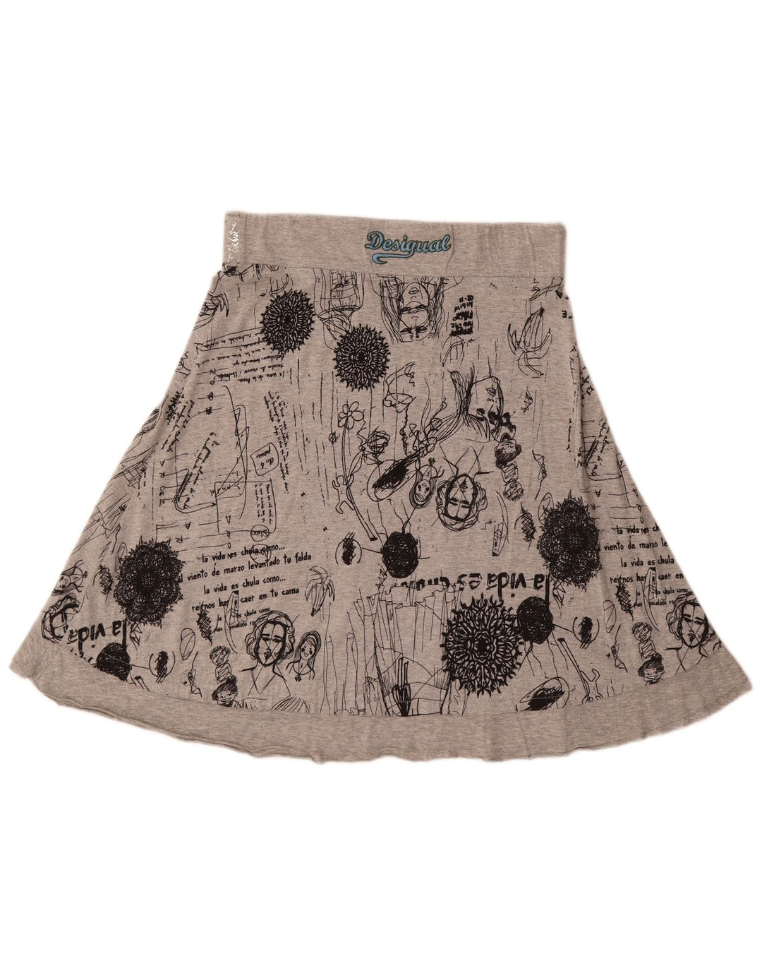 Desigual Kvinder grafisk A-linje nederdel Medium W30 Grå Geometrisk Bomuld