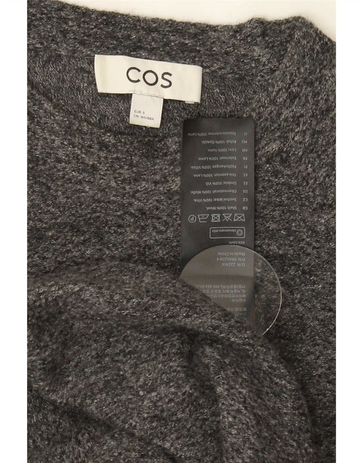 Cos Kvinders Kortærmet Oversized Jumper Kjole UK 10 Lille Grå Uld