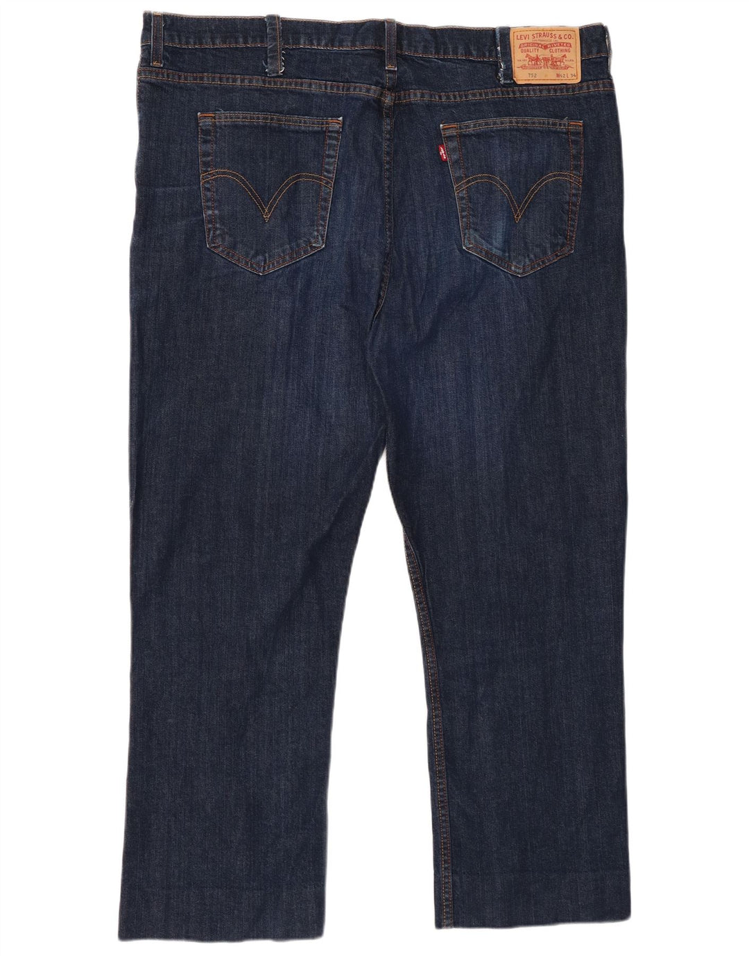 LEVI'S Herre 752 Straight Jeans W42 L28 Marineblå Bomuld