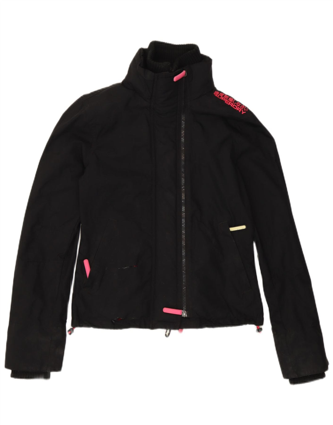 Superdry Womens The Windcheater Windbreaker Jacket UK 6 XS Black Nylon