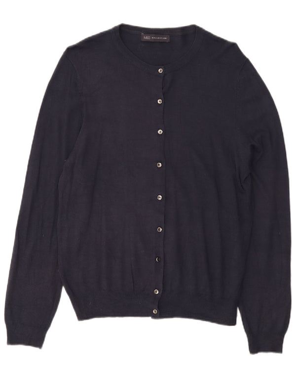 Marks & Spencer Dame Cardigan Sweater UK 14 Large Navy Blue Viscose