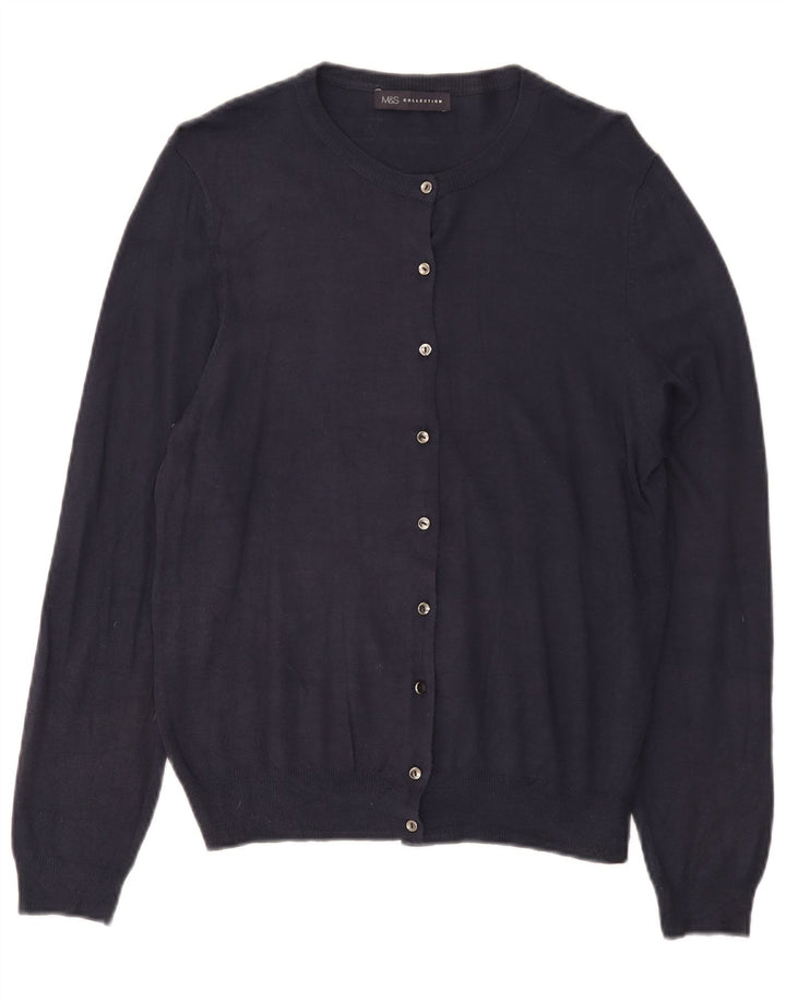 Marks & Spencer Dame Cardigan Sweater UK 14 Large Navy Blue Viscose