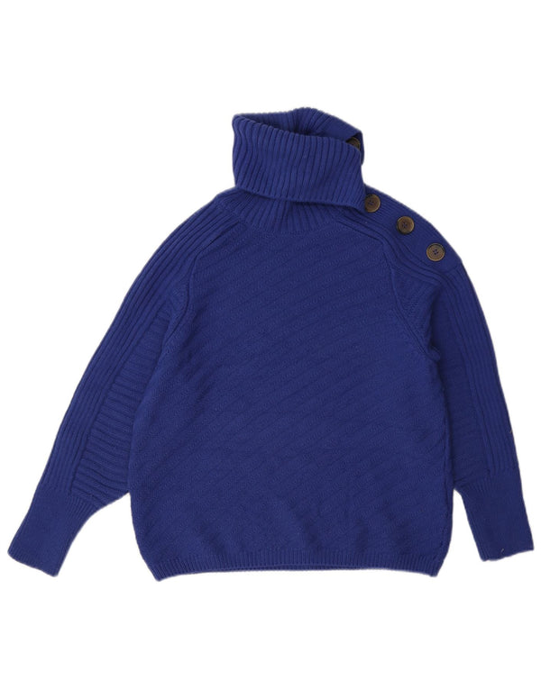 Marks & Spencer Dame Roll Neck Jumper Sweater UK 10 Small Blue Acryl