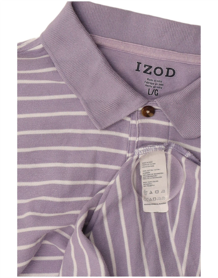Izod Herre poloshirt Stor lilla stribet bomuld