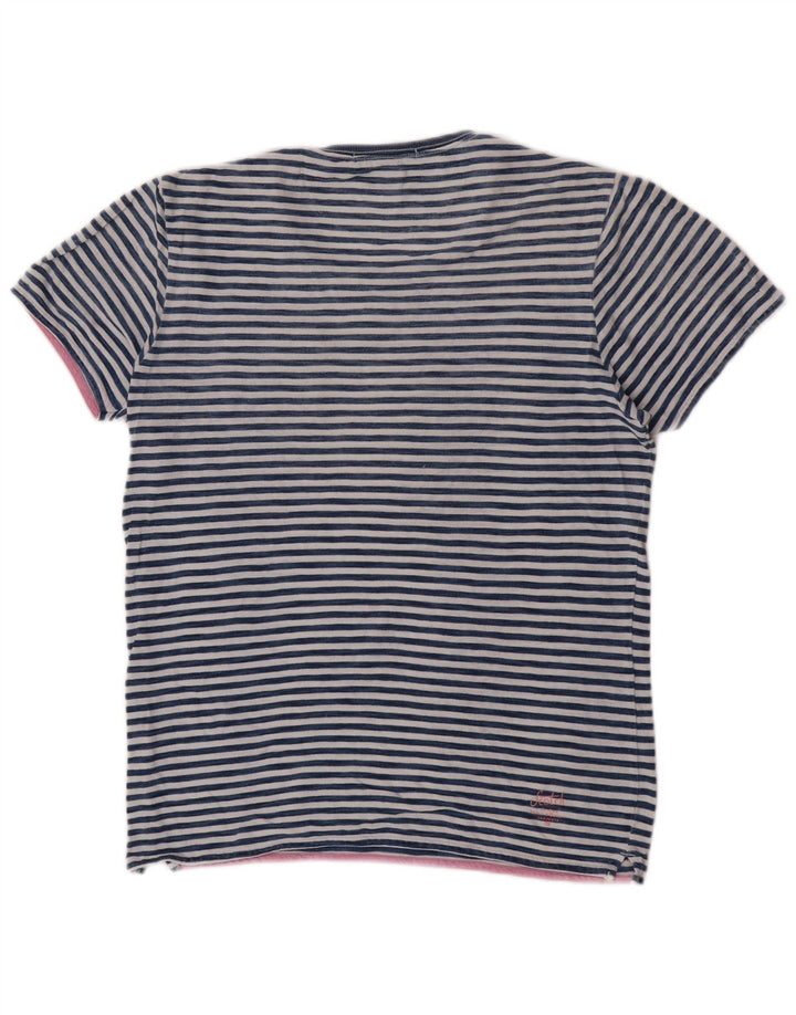 Scotch & Soda Herre T-Shirt Top Medium Blå Stribet Bomuld Klassisk