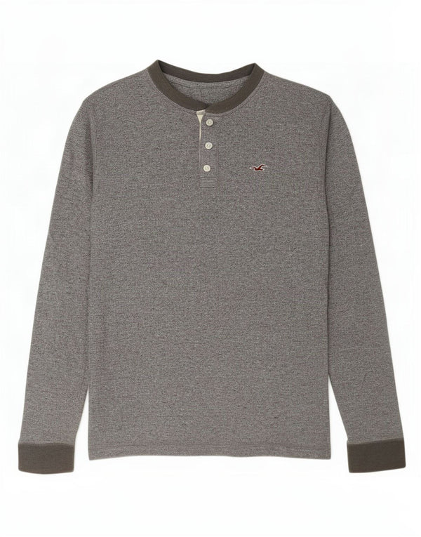 Hollister Herre Top Langærmet Stor Grå Flecked Bomuld