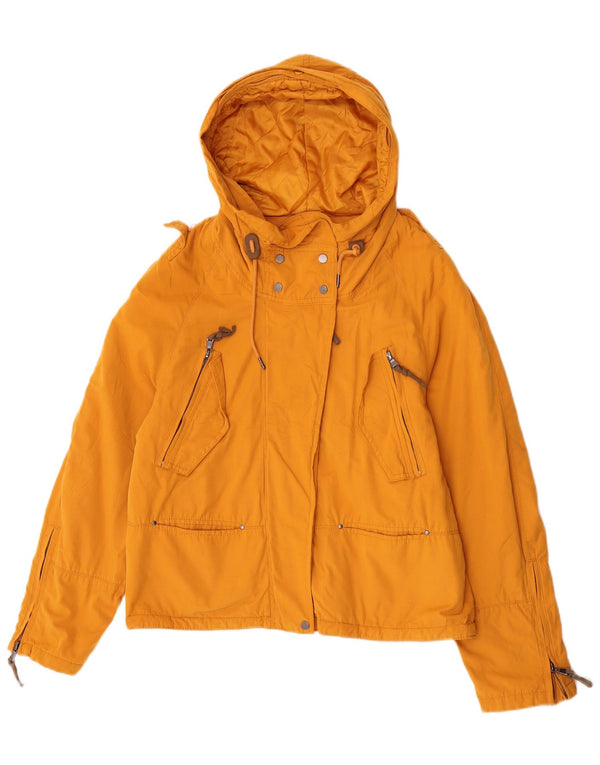 Zara Dame Hætte Loose Fit Windbreaker Jacket UK 6 XS Gul Polyester