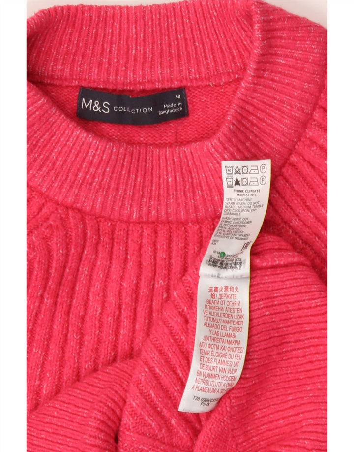 Marks & Spencer Dame Crop Crew Neck Jumper Sweater UK 14 Medium Pink