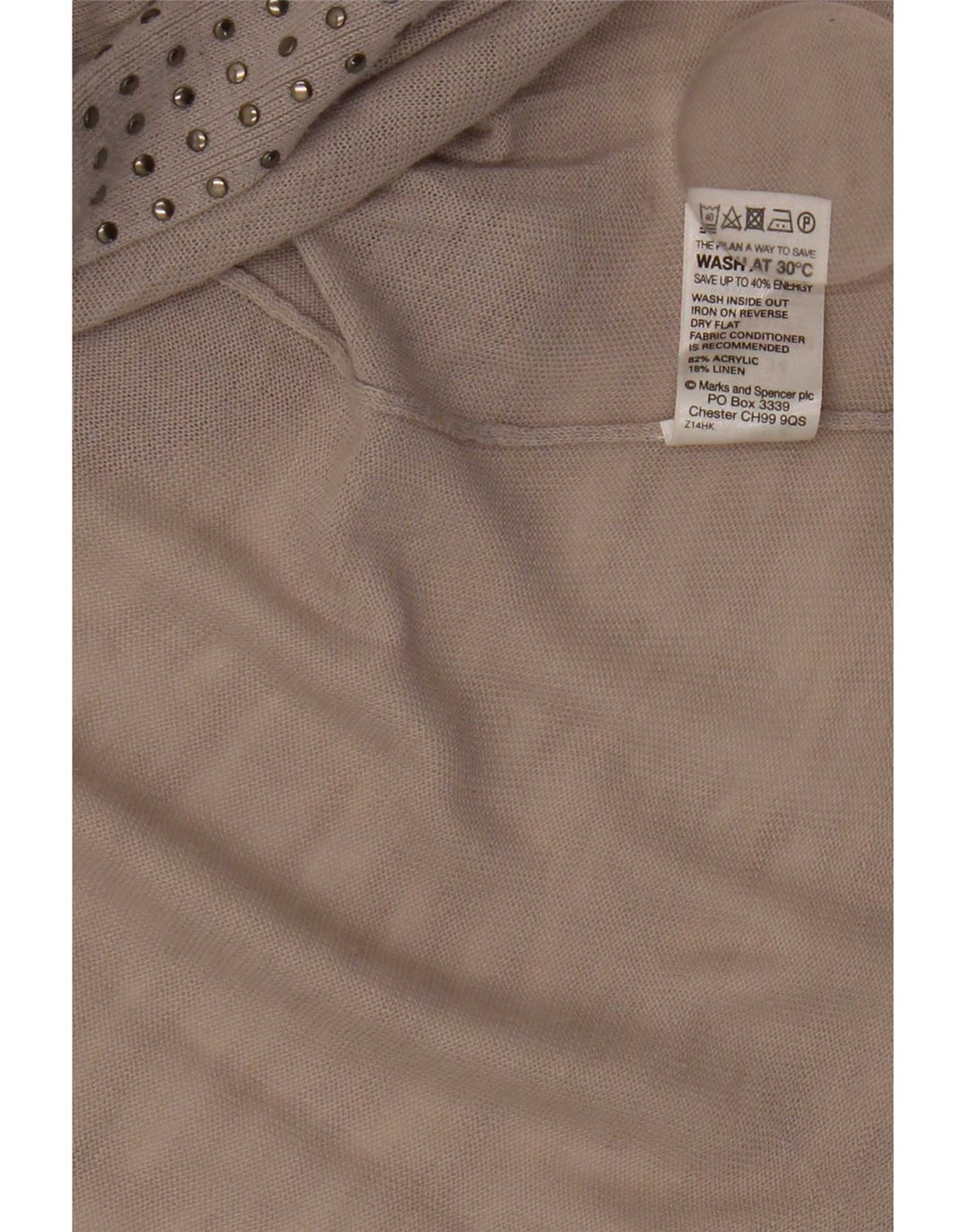 Marks & Spencer Dame Asymmetrisk Cardigan Top UK 14 Medium Grå Akryl