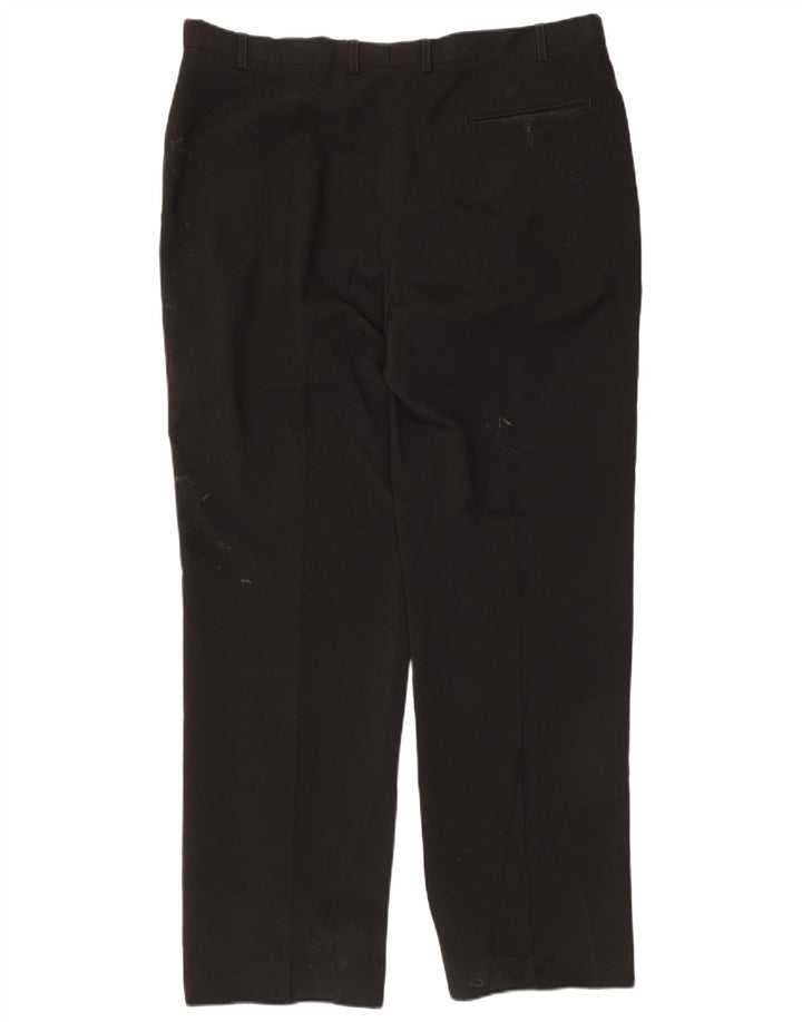 Marks & Spencer Mens Straight Suit Trousers W38 L31 Black Polyester