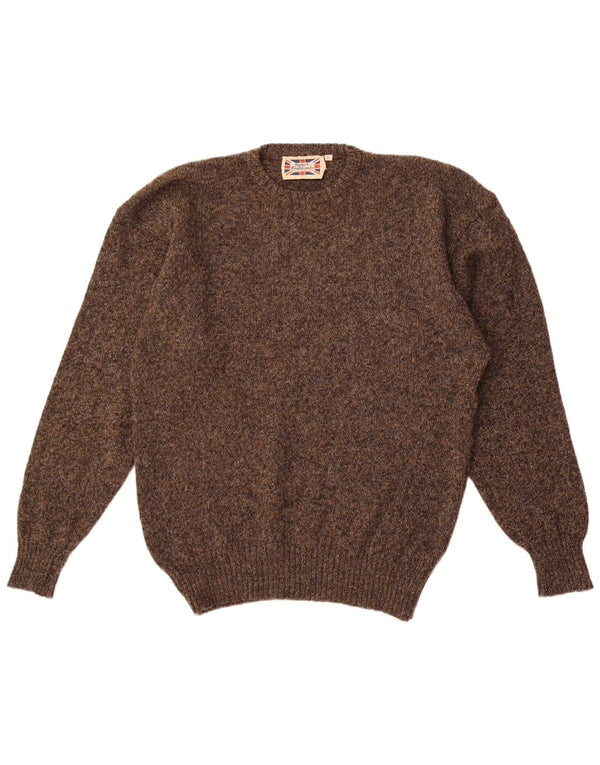 Highlands Herre sweater med rund hals XL Brun Flecked Wool