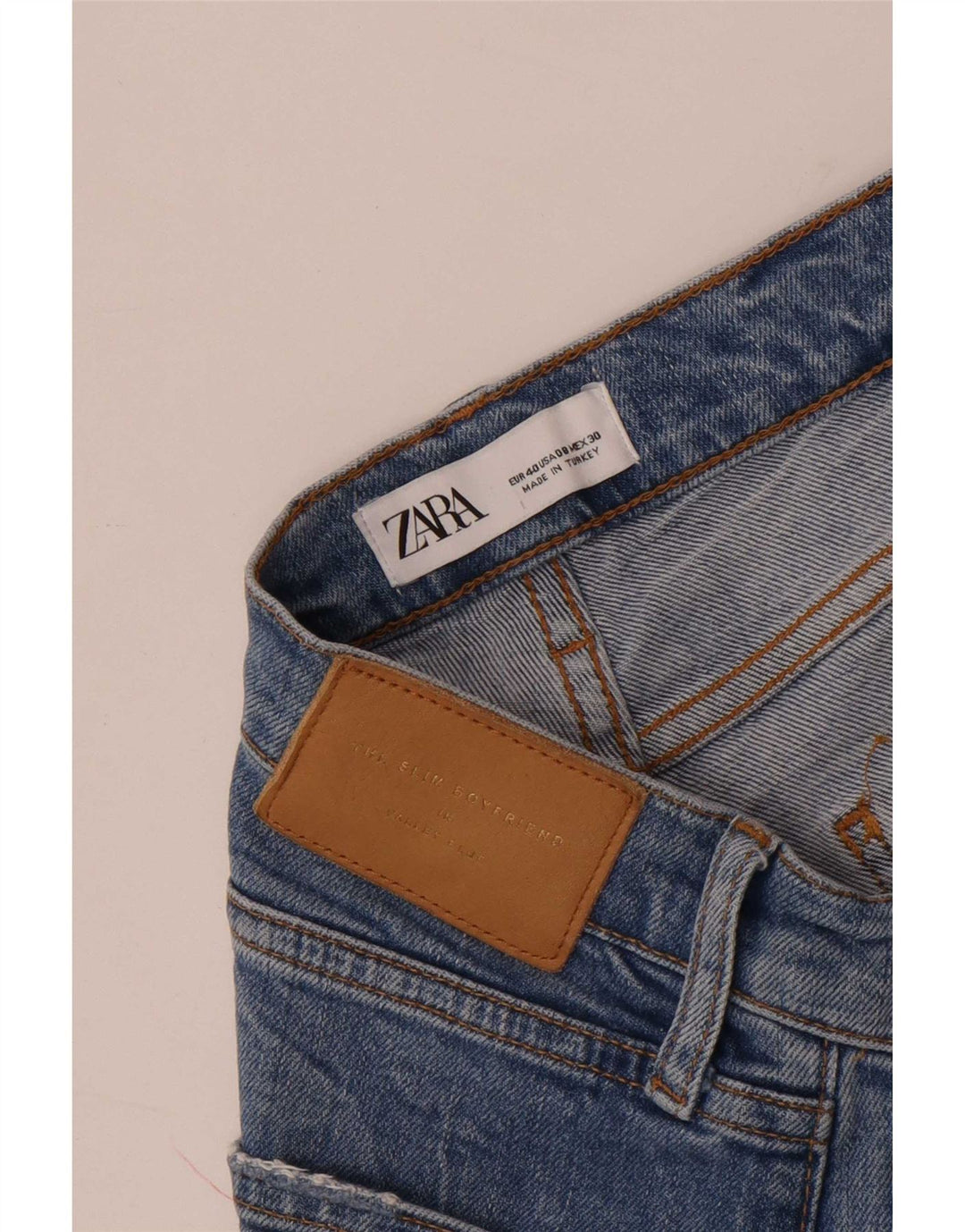 Zara Dame Distressed Slim Jeans EU 40 Medium W30 L26 Blå