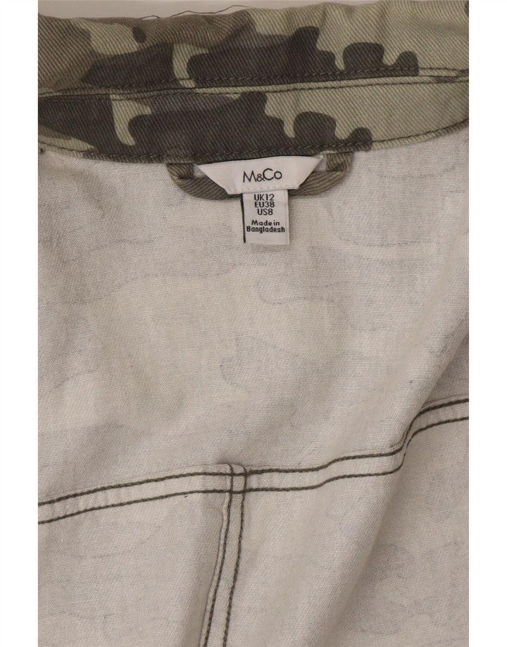M&Co Dame Military Jacket UK 12 Mellemgrøn Camouflage Bomuld
