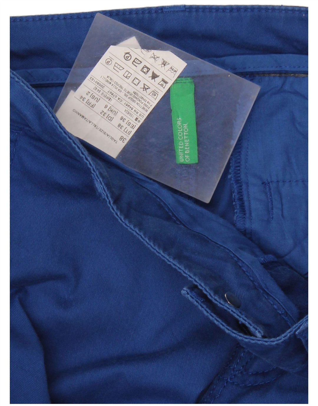 BENETTON Dame Flare Chino Bukser UK 6 XS W26 L33 Blå Bomuld