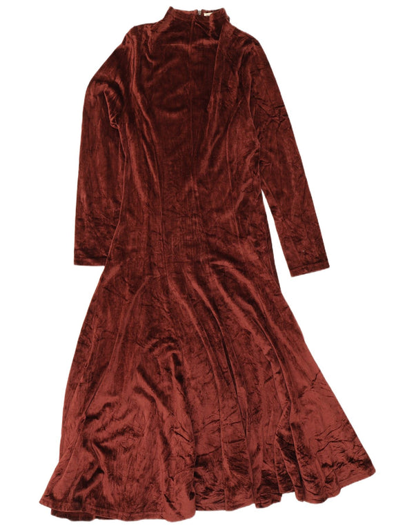 Sportmax Dame Velvet Langærmet Maxikjole UK 14 Large Burgundy Viscose