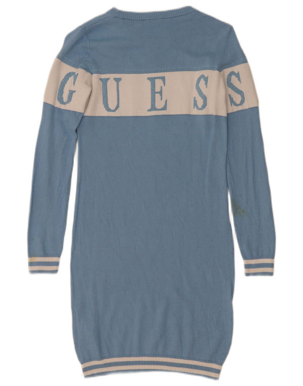 Guess Girls Grafisk Langærmet Jumper Kjole 11-12 år Blå Colourblock