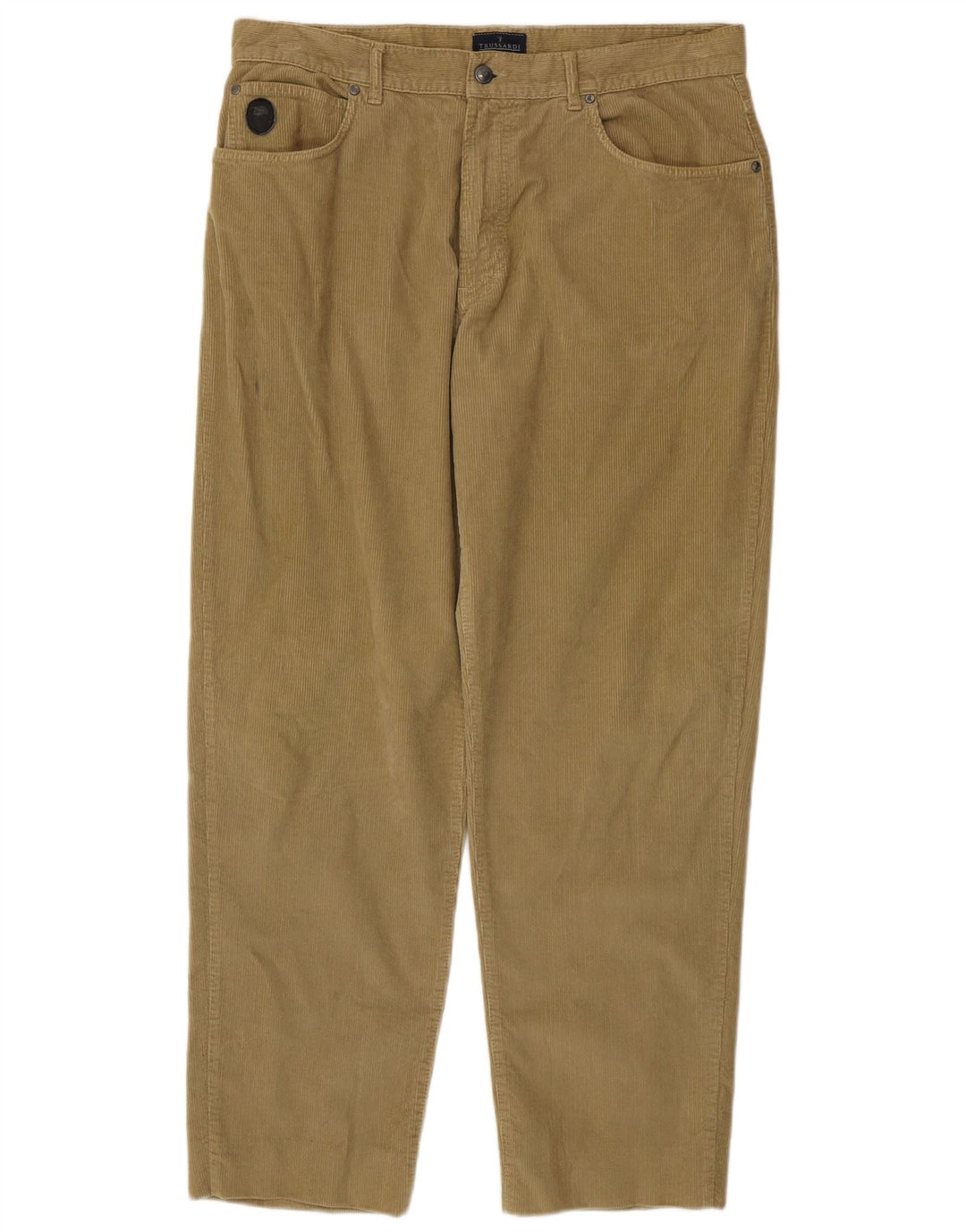 TRUSSARDI Lige fløjlsbukser til mænd IT 54 2XL W40 L32 Khaki Bomuld