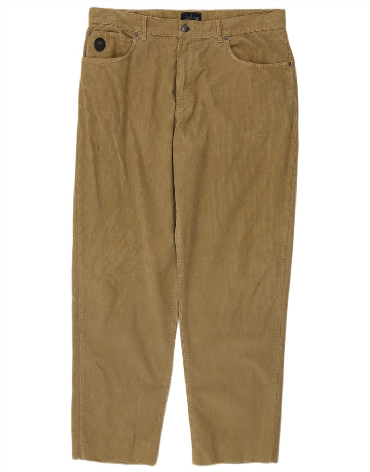 TRUSSARDI Lige fløjlsbukser til mænd IT 54 2XL W40 L32 Khaki Bomuld