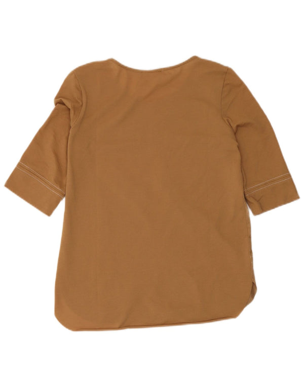 Zara Dame Bluse Top UK 10 Lille Brun