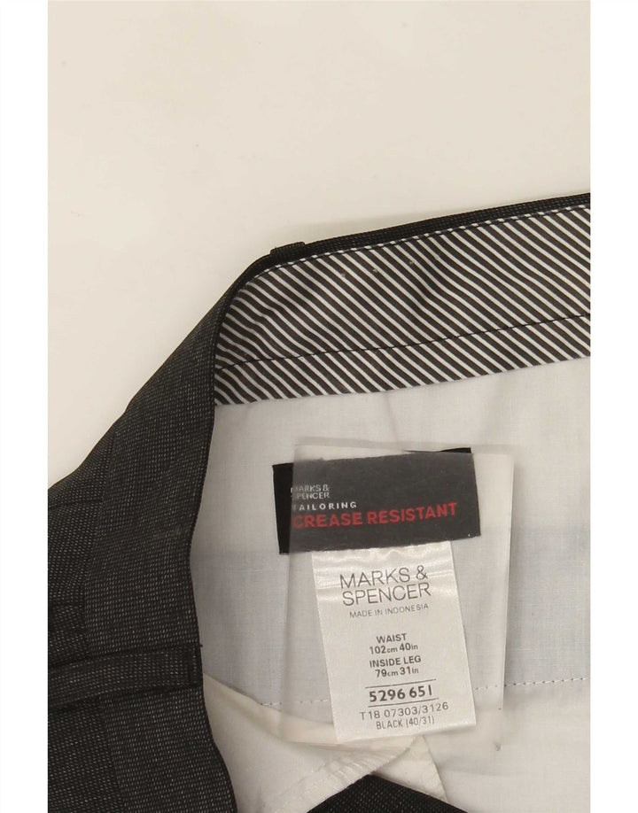 Marks & Spencer Straight Suit Bukser til mænd W40 L31 Sort polyester