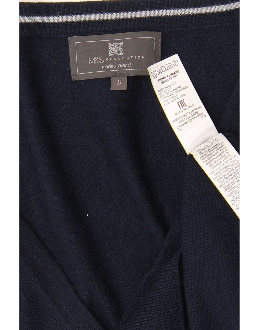 Marks & Spencer Herre Cardigan Sweater Lille marineblå akryl