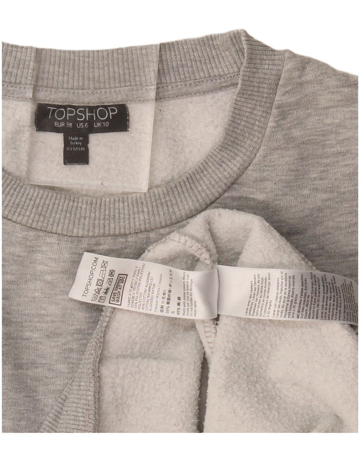 Topshop Dame Oversized Sweatshirt Jumper UK 10 Small Grå Polyester