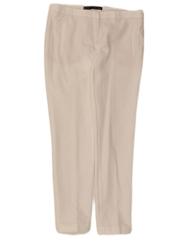 Zara Herre Crop Slim Chino Bukser Små W26 L26 Hvid Bomuld