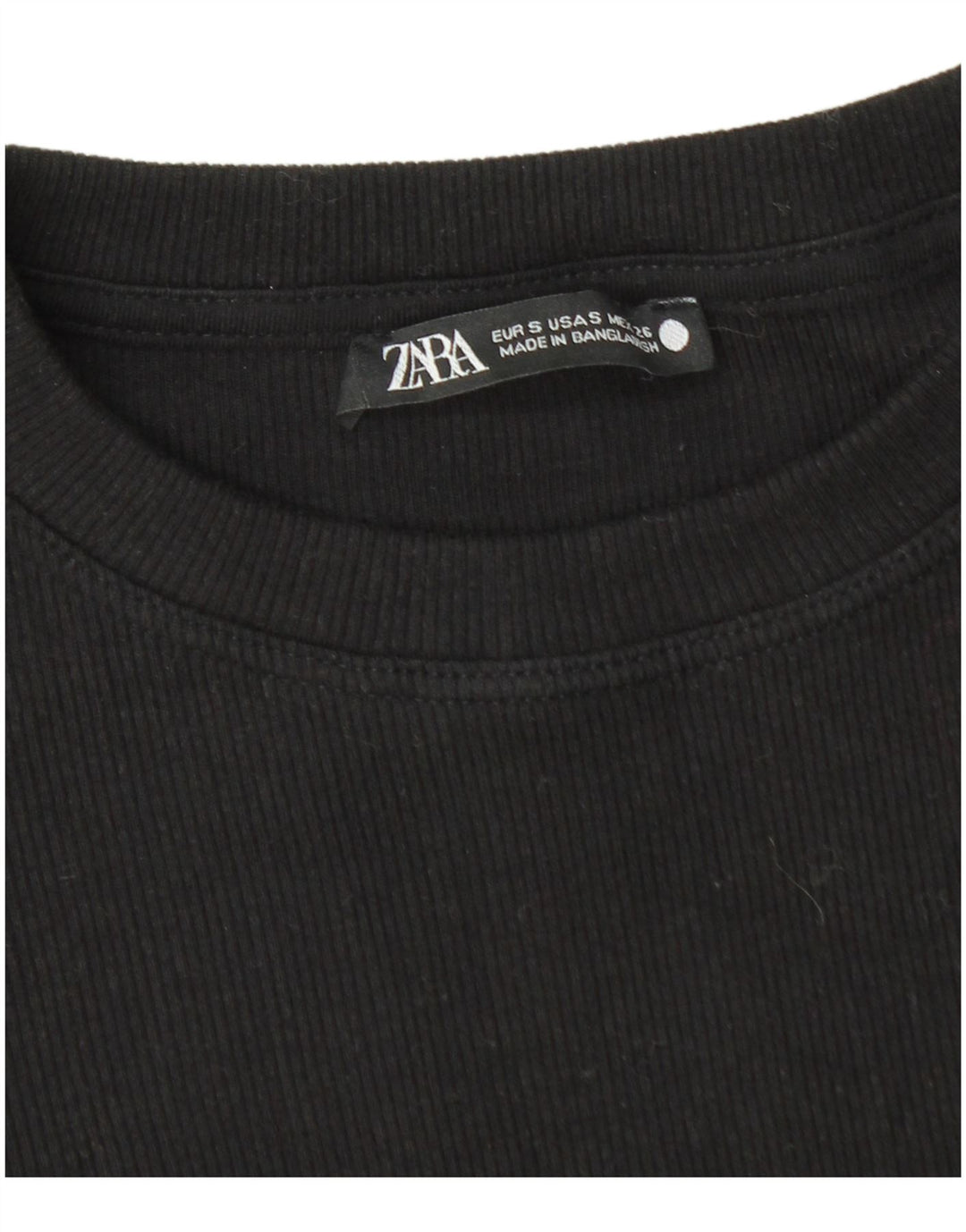 Zara Womens Crop Bluse Top UK 8 Small Black Bomuld