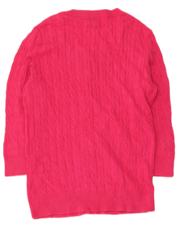 Tommy Hilfiger dame cardigan sweater 3/4 ærmer UK 12 Medium Pink Bomuld