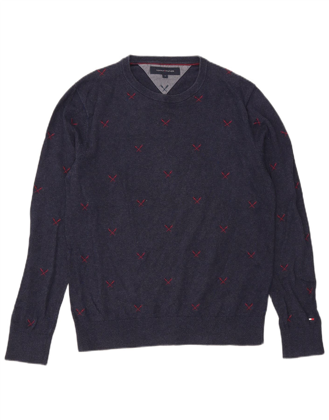 Tommy Hilfiger Herre Crew Neck Jumper Sweater Small Navy Blue Polyester