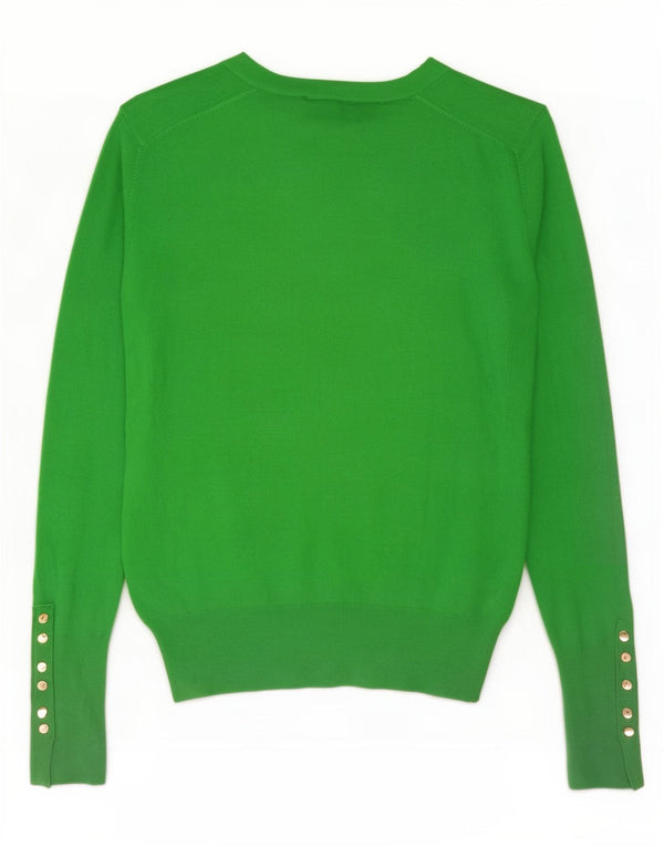 Zara Womens Crop Crew Neck Jumper Sweater UK 12 Medium Green Viscose