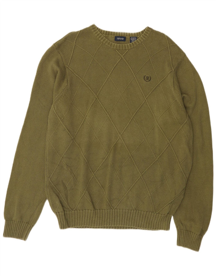 IZOD Herre Boat Neck Jumper Sweater Medium Khaki Bomuld