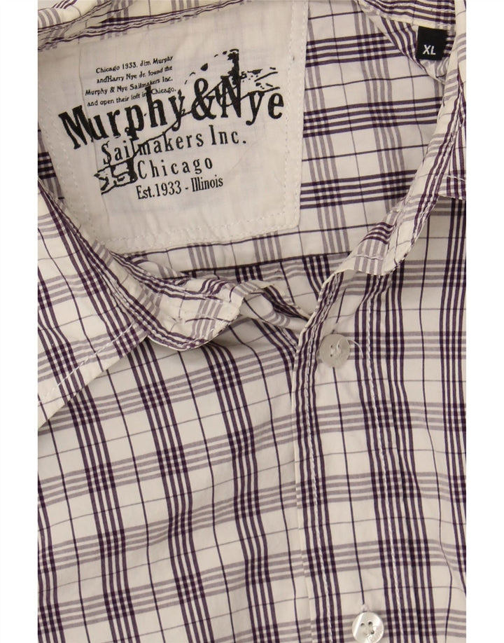 MURPHY & NYE Mens Shirt XL Grey Check Cotton Vintage Murphy & Nye and Second-Hand Murphy & Nye from Messina Hembry 