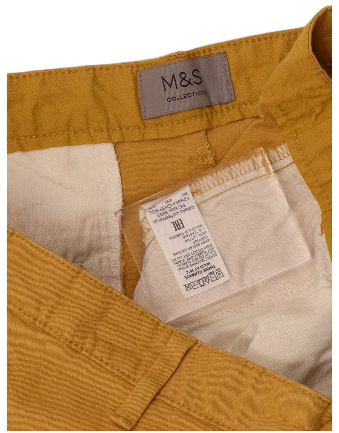 Marks & Spencer Herre Chino Shorts W36 Large Yellow Bomuld