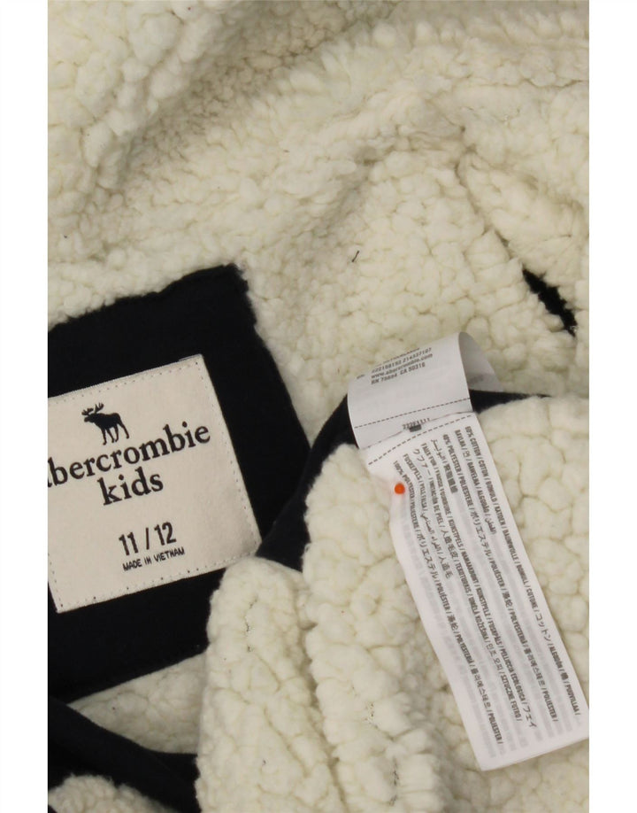 ABERCROMBIE & FITCH Grafisk hættetrøje med lynlås til drenge 11-12 år Marineblå